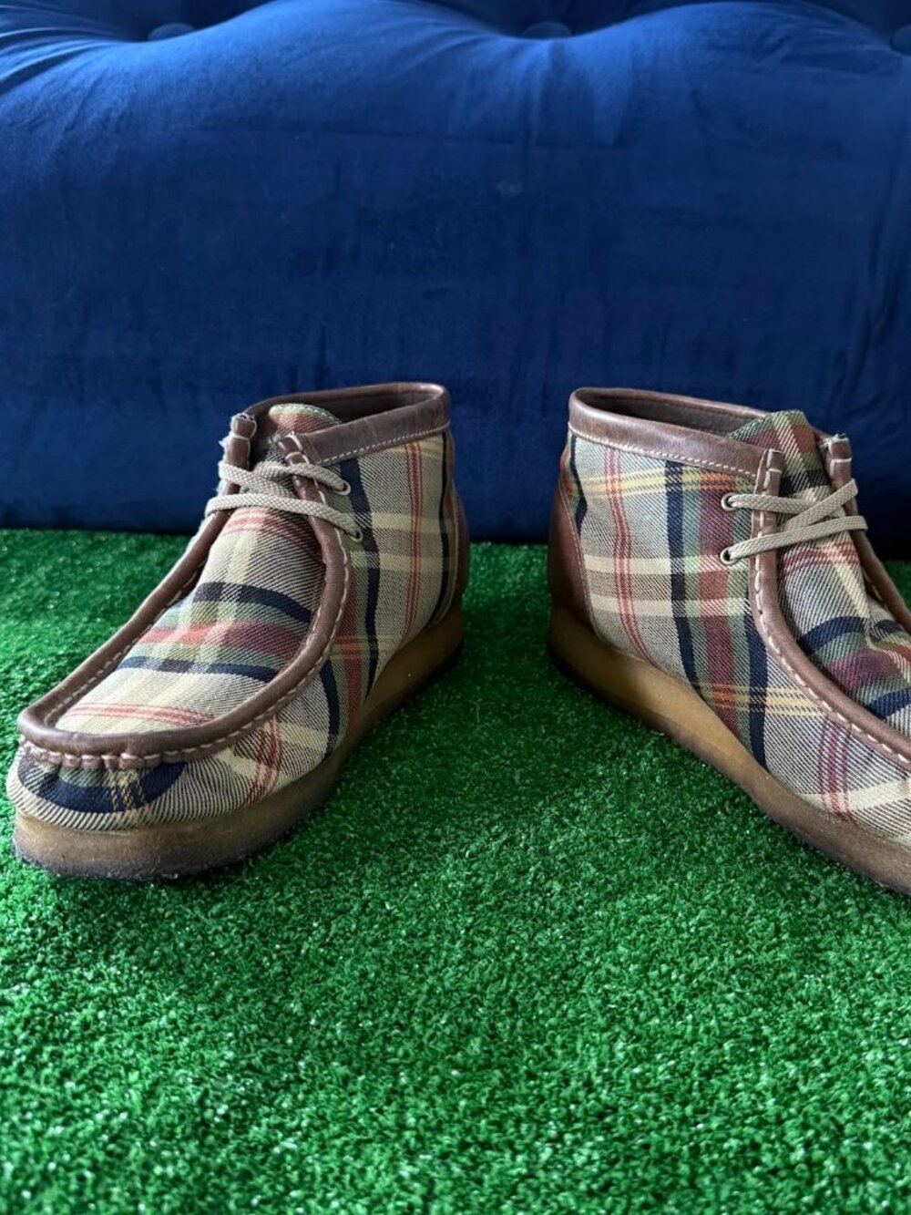 Clarks Wallabee British Collection New Castle Plaid Moccasin Boots Men's 9 Laces